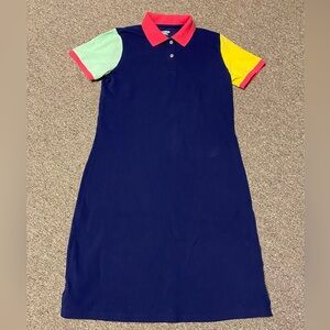 Lands' End Navy Polo with Pink Trim